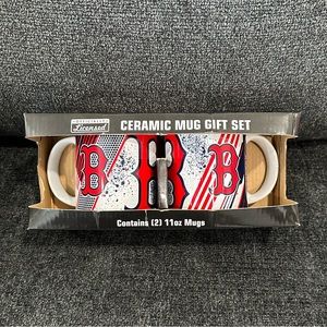 Boston Red Sox Ceramic Mug Gift Set 2 11oz Coffee Mugs Logo Brands MLB